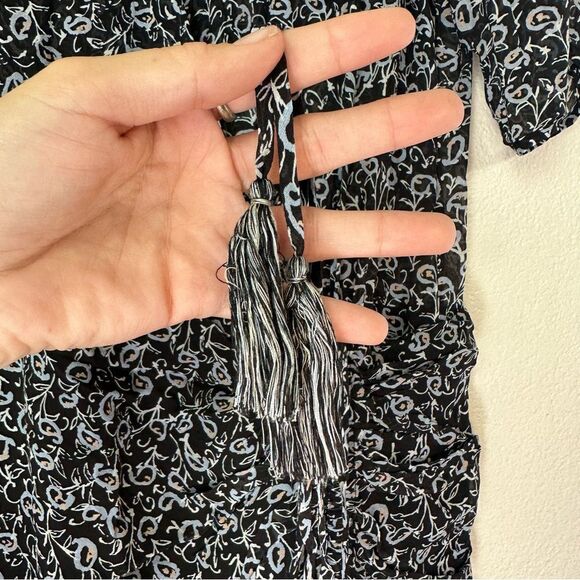 Veronica Beard Dakota Flounce Printed Black and Blue Mini Dress Size 10 - Picture 10 of 13